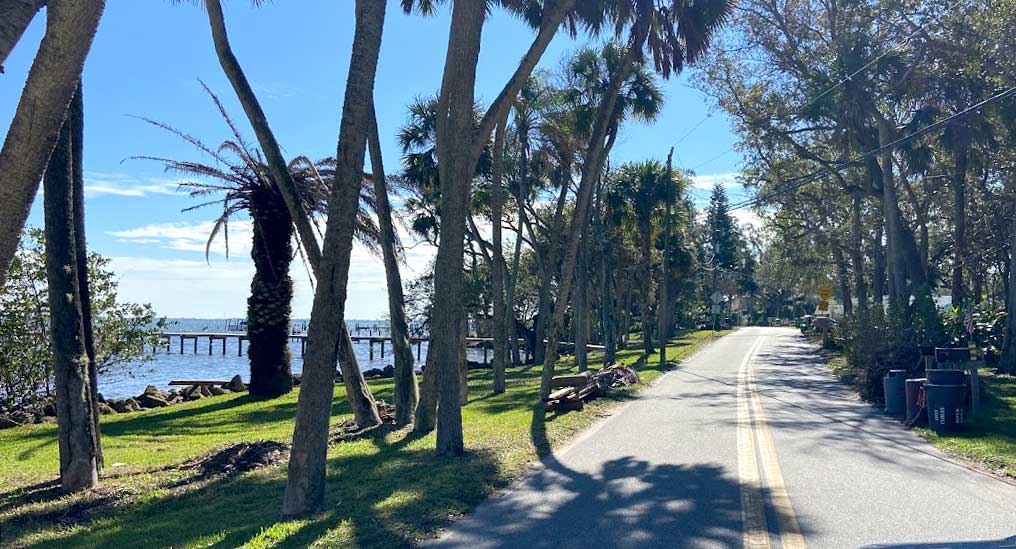 Road by the Indian River lagoon.